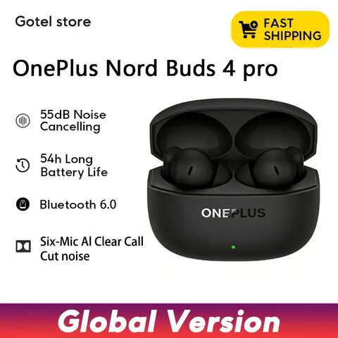 OnePlus Nord Buds 4 pro Earphones Global Version Bluetooth 6.0 Smart Dual Controls 54 Hours Playback 55dB Noise Cancelling