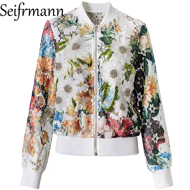 Seifrmann 2026 summer women's new fashionable stand up collar long sleeved nail bead water-soluble lace printed jacket
Seifrmann 2026 summer women's new fashionable stand up collar long sleeved nail bead water-soluble lace printed jacket