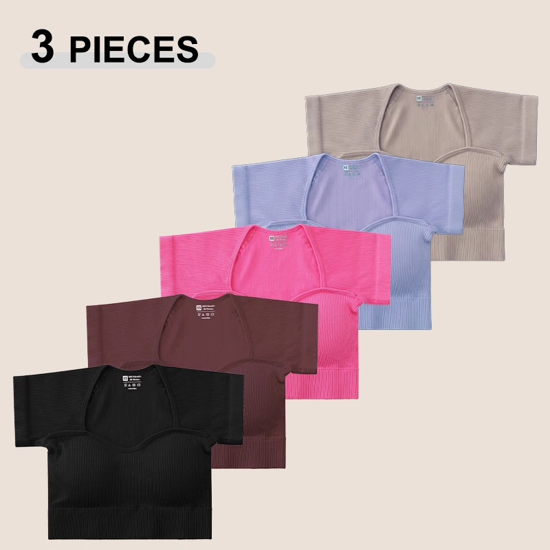 3pc Women Seamless Tight-fitting Sports T-shirt Quick-drying Short-Sleeved Yoga T-shirt Pilates Running Top Fitness Short Sleeve
3pc Women Seamless Tight-fitting Sports T-shirt Quick-drying Short-Sleeved Yoga T-shirt Pilates Running Top Fitness Short Sleeve