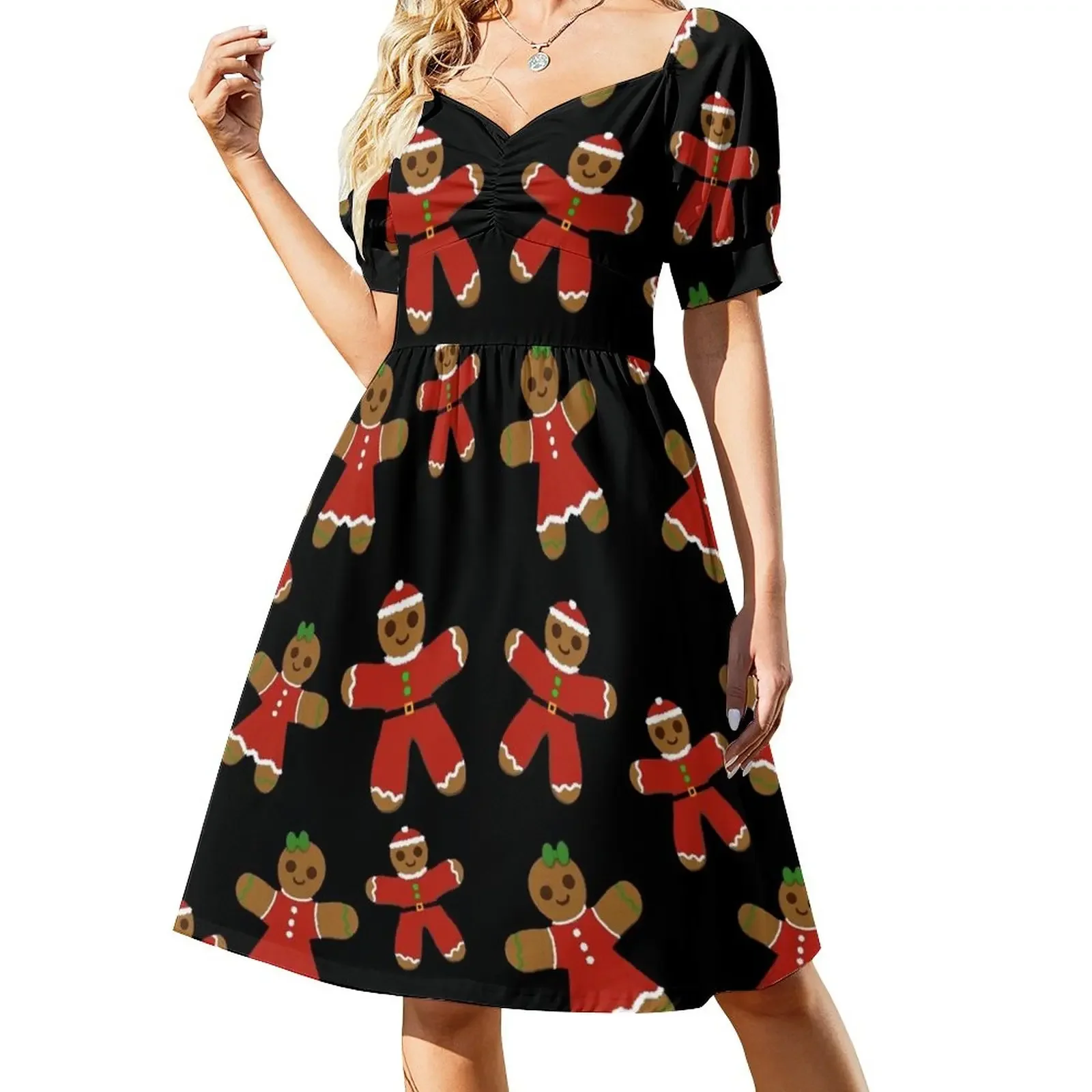 Gingerbread people - black background Short-Sleeved Dress ceremony dresses women's fashion dresses
Gingerbread people - black background Short-Sleeved Dress ceremony dresses women's fashion dresses