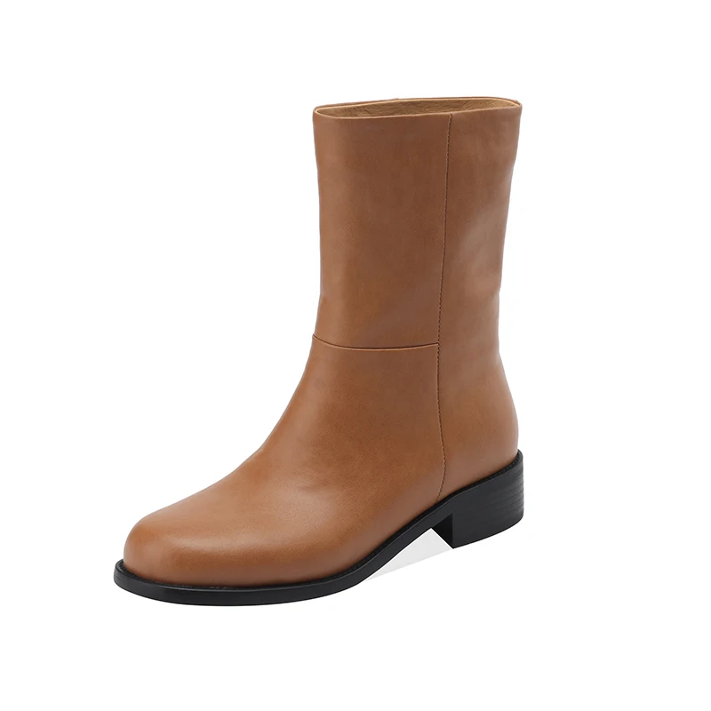 Petite Footwear Split Leather Slip On Women Ankle Boots Autumn Winter Low Block Heels Black Brown Round Toe Boot SmallHut-HG189
Petite Footwear Split Leather Slip On Women Ankle Boots Autumn Winter Low Block Heels Black Brown Round Toe Boot SmallHut-HG189