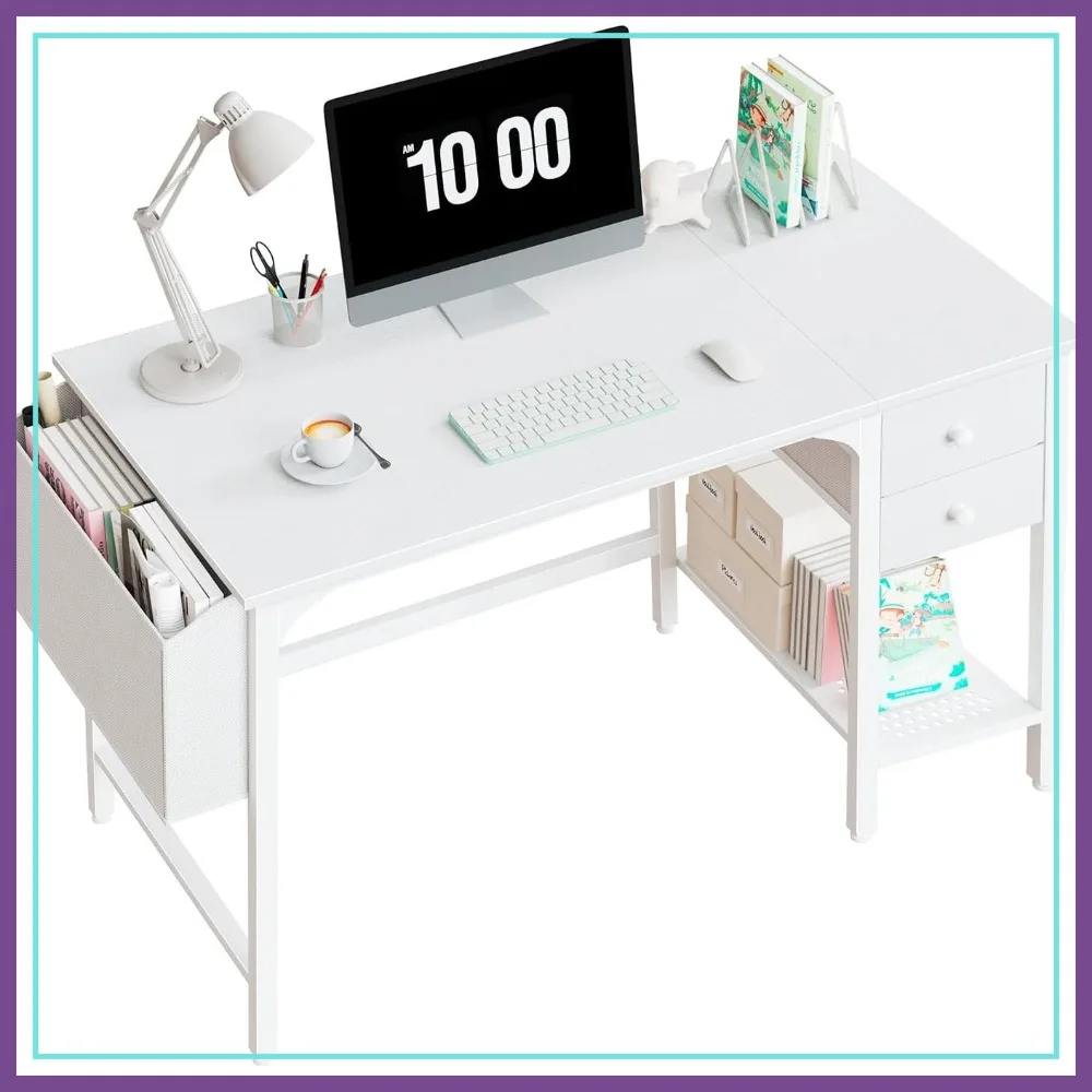 White Small Desk with Drawers - 40 Inch Computer Desk for Small Space Home Office, Modern Study Writing Table
White Small Desk with Drawers - 40 Inch Computer Desk for Small Space Home Office, Modern Study Writing Table