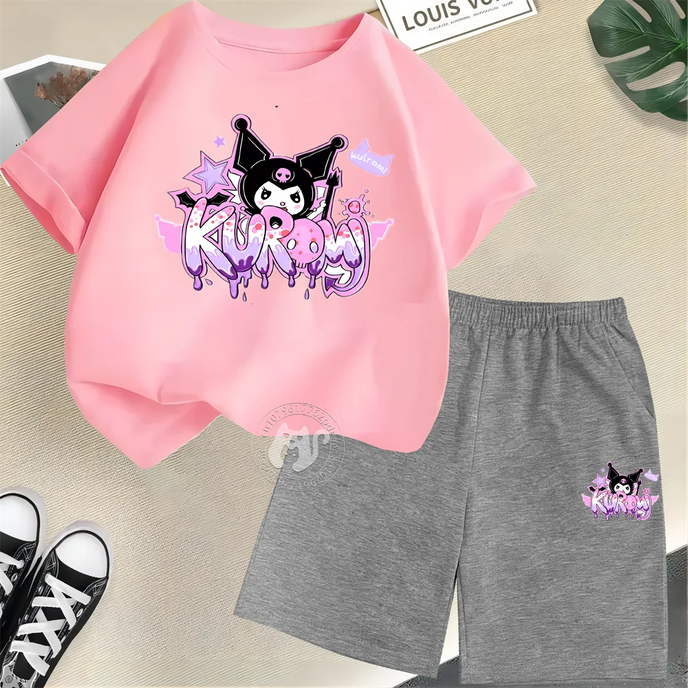 Sanrio Kids 100% cotton Short sleeve T-shirt + Shorts Kulomi Personality Print Teen Boys Girls Street casual summer set
Sanrio Kids 100% cotton Short sleeve T-shirt + Shorts Kulomi Personality Print Teen Boys Girls Street casual summer set
