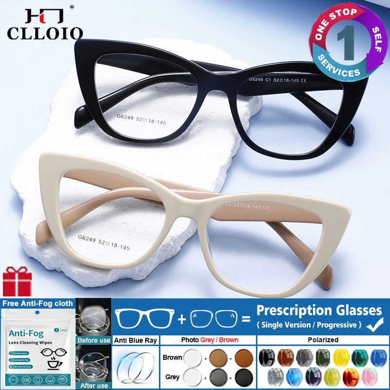 CLLOIO Classic Acetate Anti Blue Light Prescription Reading Glasses Women's Vintage Cat Eye Eyeglasses Progressive Glasses G6249
CLLOIO Classic Acetate Anti Blue Light Prescription Reading Glasses Women's Vintage Cat Eye Eyeglasses Progressive Glasses G6249