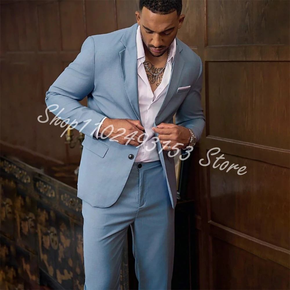 Sky Blue Slim Fit Men Prom Suits Notched Lapel Groom Wedding Tuxedos 2 Pieces Casual Suits Jacket+Pants Trajes De Hombre
Sky Blue Slim Fit Men Prom Suits Notched Lapel Groom Wedding Tuxedos 2 Pieces Casual Suits Jacket+Pants Trajes De Hombre
