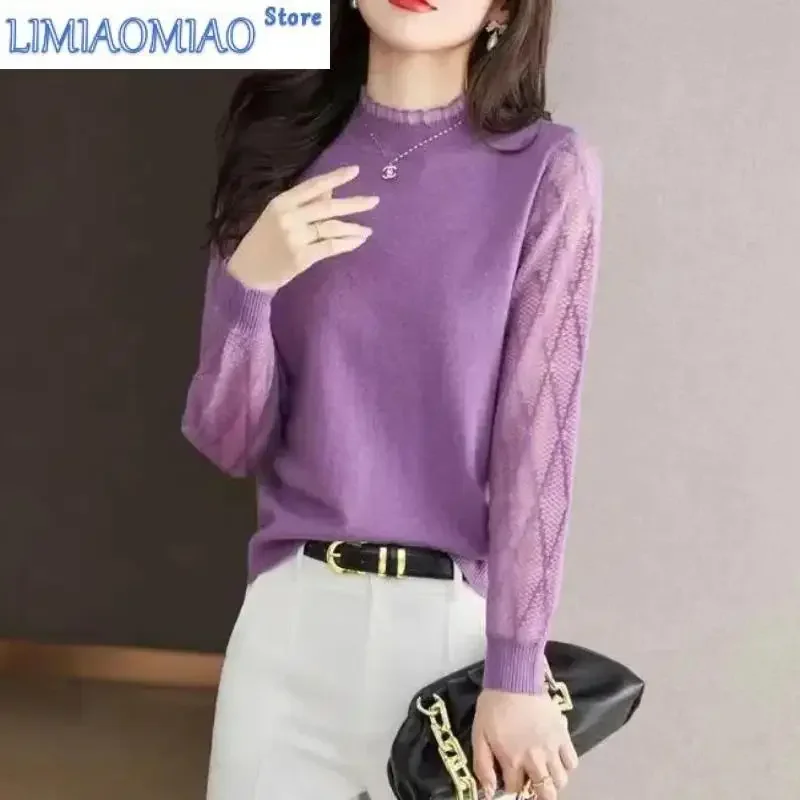 Autumn Winter Lace Patchwork Solid Color Pullover Sweater Knitted Women's Clothing Casual Long Sleeve Half High Collar Tops
Autumn Winter Lace Patchwork Solid Color Pullover Sweater Knitted Women's Clothing Casual Long Sleeve Half High Collar Tops