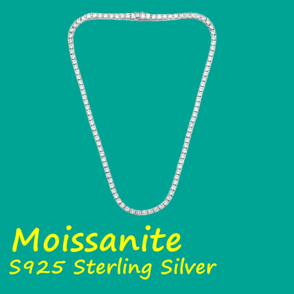 3/4/5MM Moissanite Tennis Necklace S925 Sterling Silver Chain for Men and Women Zircon Diamond Tennis Chain
3/4/5MM Moissanite Tennis Necklace S925 Sterling Silver Chain for Men and Women Zircon Diamond Tennis Chain