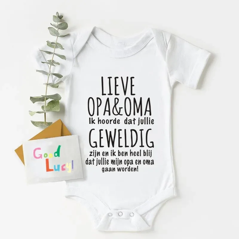 Dear Grandpa and Grandma Pregnancy Announcement Baby Bodysuit Short Sleeve O-neck Romper Newborn Jumpsuit
Dear Grandpa and Grandma Pregnancy Announcement Baby Bodysuit Short Sleeve O-neck Romper Newborn Jumpsuit