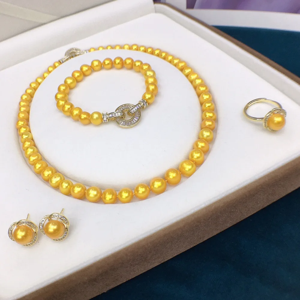 one set freshwater pearl yellow round 8-9mm necklace/ring/earrings/bracelet/pendant wholesale
one set freshwater pearl yellow round 8-9mm necklace/ring/earrings/bracelet/pendant wholesale