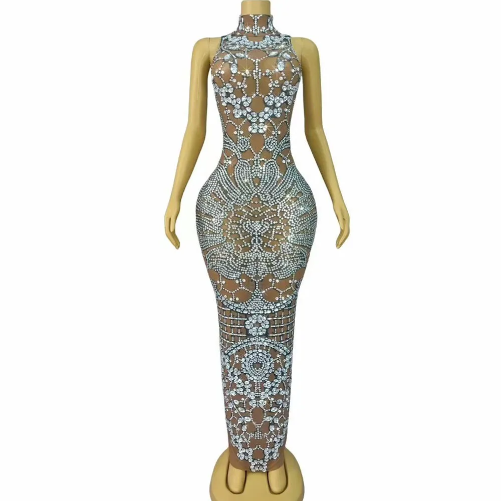 Sexy Stage Elegant Gown Shining Rhinestones Cultivation Mesh Dress Women Birthday Party Evening Red Carpet Performance Costume
Sexy Stage Elegant Gown Shining Rhinestones Cultivation Mesh Dress Women Birthday Party Evening Red Carpet Performance Costume