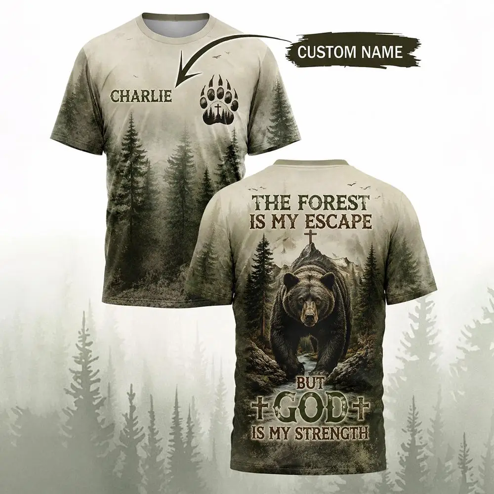 Men Vintage Forest Bear Print T-Shirt Custom Name Fashion Animal Pattern Casual Tops Outdoor Hunting Camping Cozy Breathable Tee
Men Vintage Forest Bear Print T-Shirt Custom Name Fashion Animal Pattern Casual Tops Outdoor Hunting Camping Cozy Breathable Tee