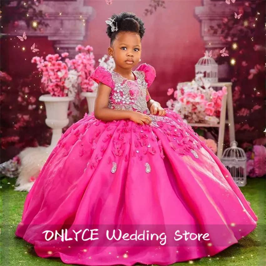 Princess Hot Pink Flower Girl Dresses 3D Butterflies Appliques Beads Diamonds Dress For Wedding Birthday Gown Customized
Princess Hot Pink Flower Girl Dresses 3D Butterflies Appliques Beads Diamonds Dress For Wedding Birthday Gown Customized