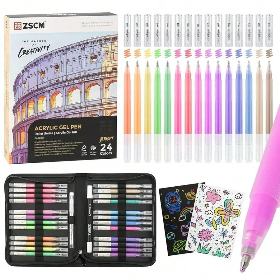 24 Colors 3D Acrylic Gel Pens and Black Paper Sketchbook For Drawing, 1mm Fine Point Acrylic Ink Pen, Opaque Archival Bright In
24 Colors 3D Acrylic Gel Pens and Black Paper Sketchbook For Drawing, 1mm Fine Point Acrylic Ink Pen, Opaque Archival Bright In