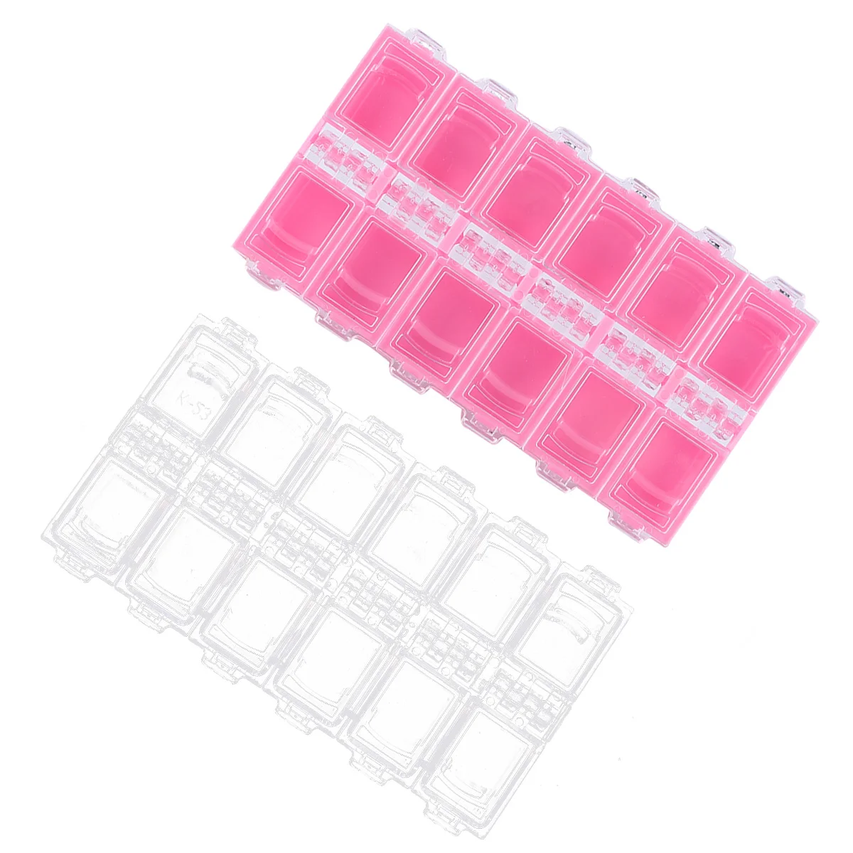 2Pcs Nail Art Supplies Box 12-Grid Storage Case Pink Transparent Fake Nail Piece Organizer Home Use Storage Container
2Pcs Nail Art Supplies Box 12-Grid Storage Case Pink Transparent Fake Nail Piece Organizer Home Use Storage Container