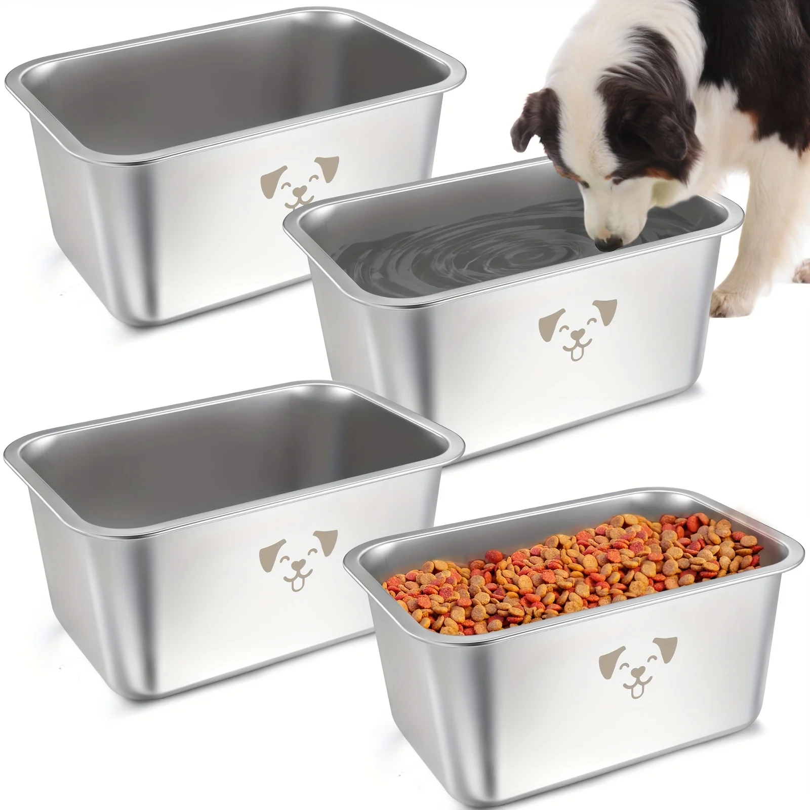4pcs Stainless Steel Bowls For Large Dogs High Capacity Metal Dogs Food And Water Bowls For Big Pets(Silver, 2.64 Gallon)
4pcs Stainless Steel Bowls For Large Dogs High Capacity Metal Dogs Food And Water Bowls For Big Pets(Silver, 2.64 Gallon)
