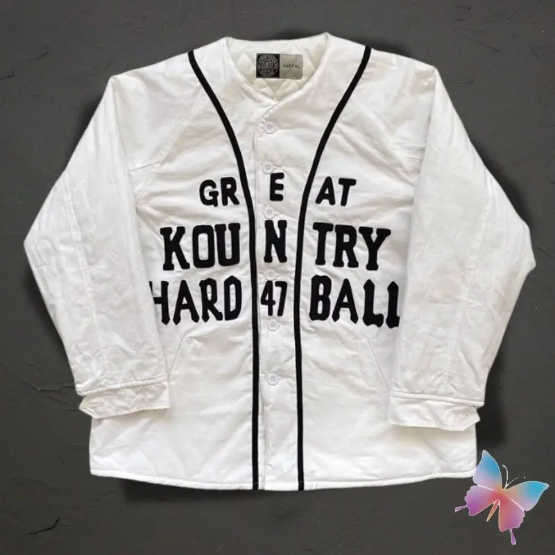 Men Women Winter Kapital Jackets Towel Embroidery Letter Logo Thick Cotton White Baseball Jersey V-neck Breasted Casual Coats
Men Women Winter Kapital Jackets Towel Embroidery Letter Logo Thick Cotton White Baseball Jersey V-neck Breasted Casual Coats
