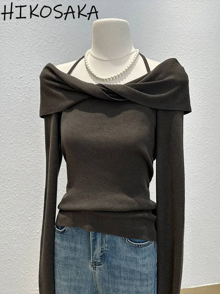Slash Neck Kink Cross Halter Pullovers Korean Chic Sexy Off Shoulder Elegant Sweaters Women Office Lady All-match Jumpers Top
Slash Neck Kink Cross Halter Pullovers Korean Chic Sexy Off Shoulder Elegant Sweaters Women Office Lady All-match Jumpers Top