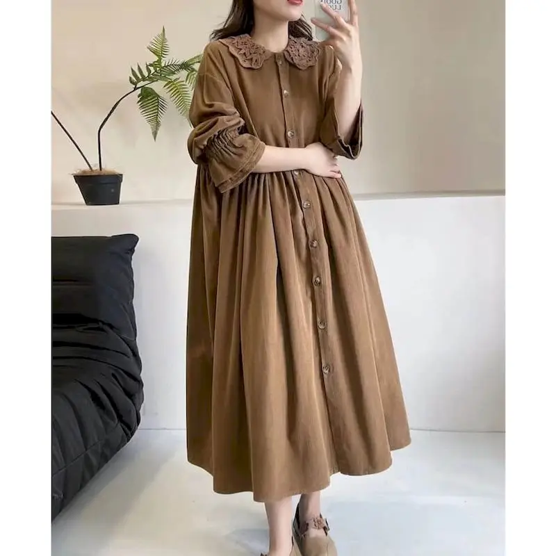 Corduroy Dresses for Women Oversized Vintage Long Sleeve A-line Autumn Loose Korean Style Ankle Length Dress for Women Clothing
Corduroy Dresses for Women Oversized Vintage Long Sleeve A-line Autumn Loose Korean Style Ankle Length Dress for Women Clothing