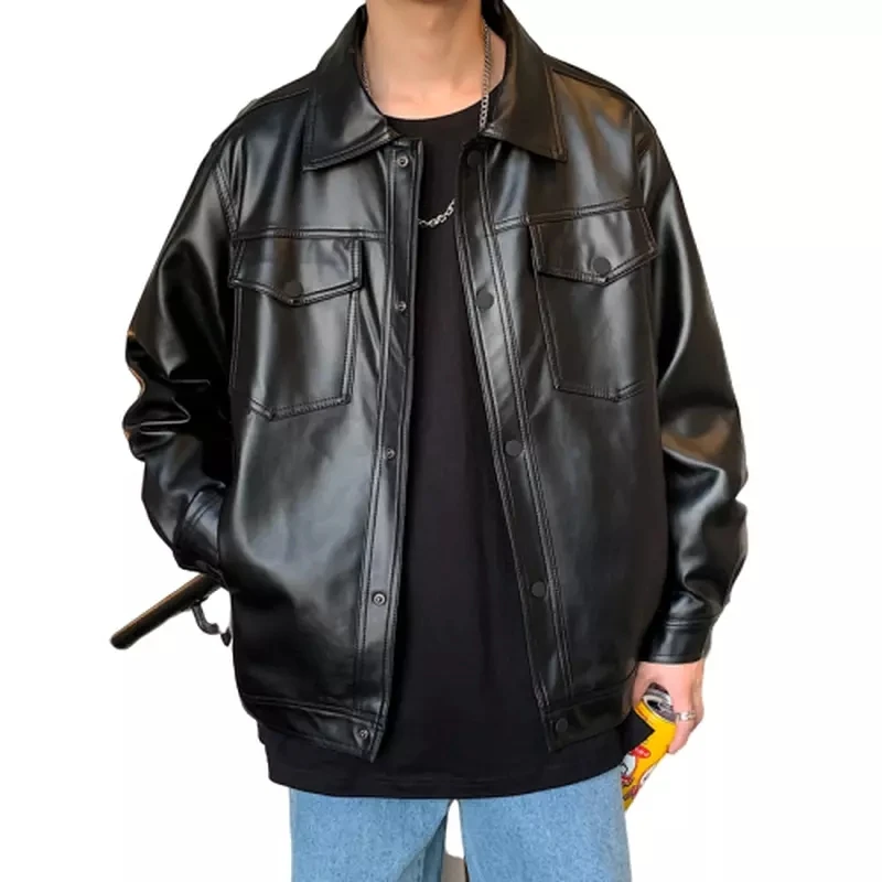Nice Spring Autumn Pop Loose Soft Leather Jacket Single Breasted Jacket Men Casual Biker Jacket Men Jacket Leather Large Size XL
Nice Spring Autumn Pop Loose Soft Leather Jacket Single Breasted Jacket Men Casual Biker Jacket Men Jacket Leather Large Size XL