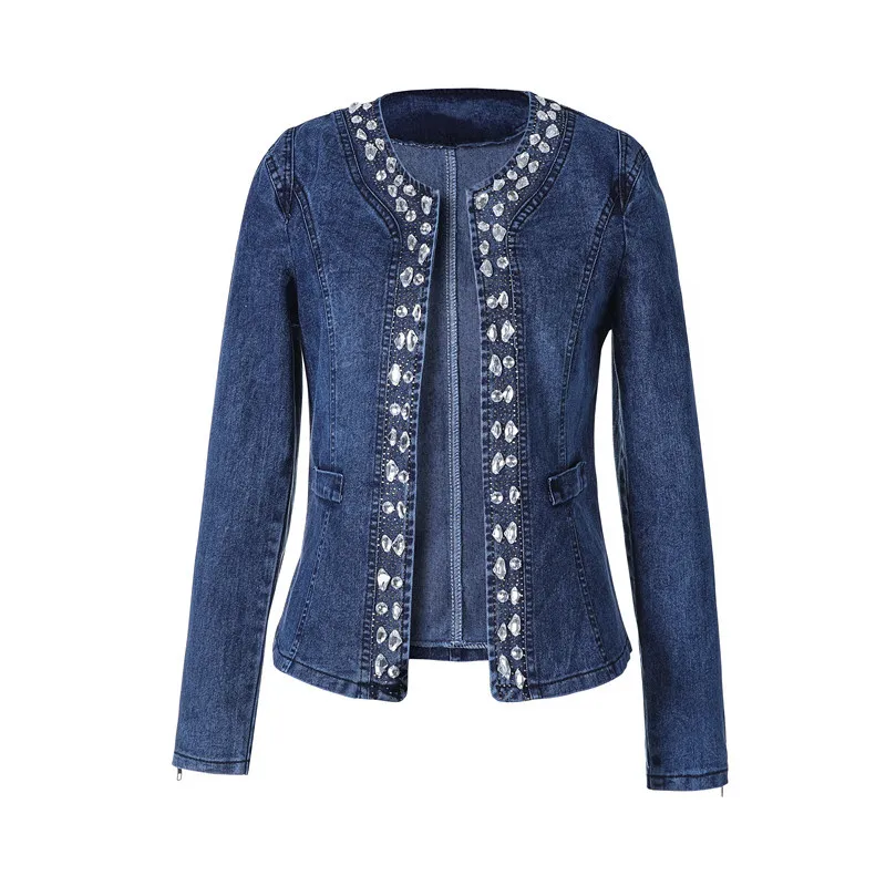 Women's Rhinestone Denim Jacket Slim Fit Vintage Washed Blue Jean Coat Elegant Crystal Beaded Outwear for Spring Autumn
Women's Rhinestone Denim Jacket Slim Fit Vintage Washed Blue Jean Coat Elegant Crystal Beaded Outwear for Spring Autumn