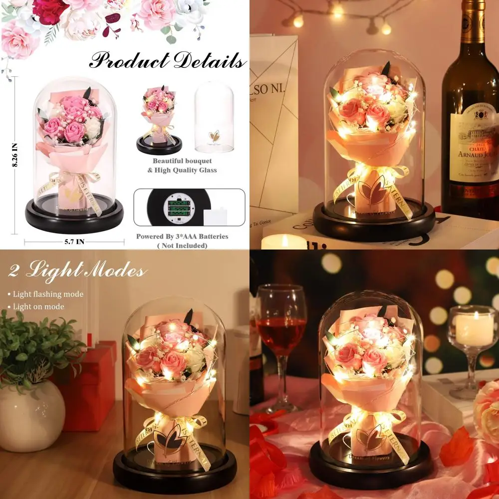 Christmas Rose Gifts for Her,Christmas Flower Gifts for Women,Forever Flowers Rose in Glass Dome with 2 Light Modes,Light Up Ro
Christmas Rose Gifts for Her,Christmas Flower Gifts for Women,Forever Flowers Rose in Glass Dome with 2 Light Modes,Light Up Ro
