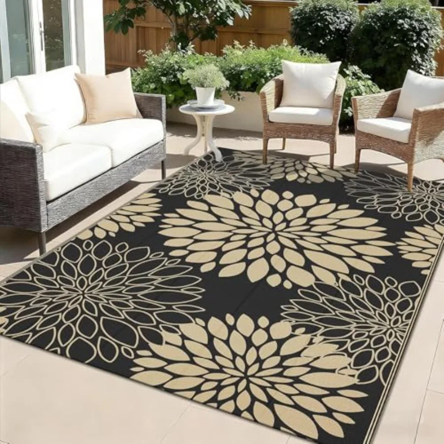 Waterproof Outdoor Rug 8x10, Reversible Plastic Straw Patio Rug for Deck Porch Balcony Backyard Picnic, Floral Black
Waterproof Outdoor Rug 8x10, Reversible Plastic Straw Patio Rug for Deck Porch Balcony Backyard Picnic, Floral Black