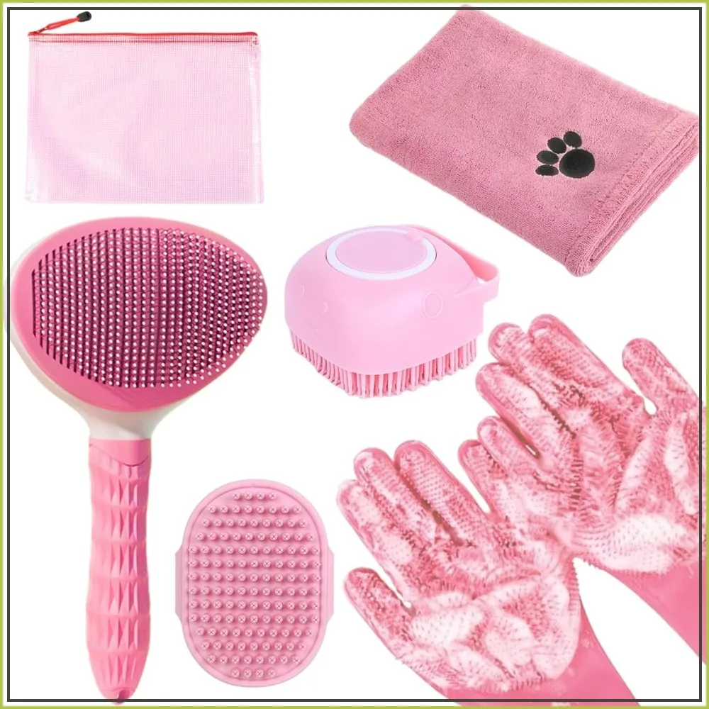 Pet Bath Grooming Kit: Hair Brush Set with Towel, Washing Gloves & Shampoo Scrubber for Dogs & Cats
Pet Bath Grooming Kit: Hair Brush Set with Towel, Washing Gloves & Shampoo Scrubber for Dogs & Cats