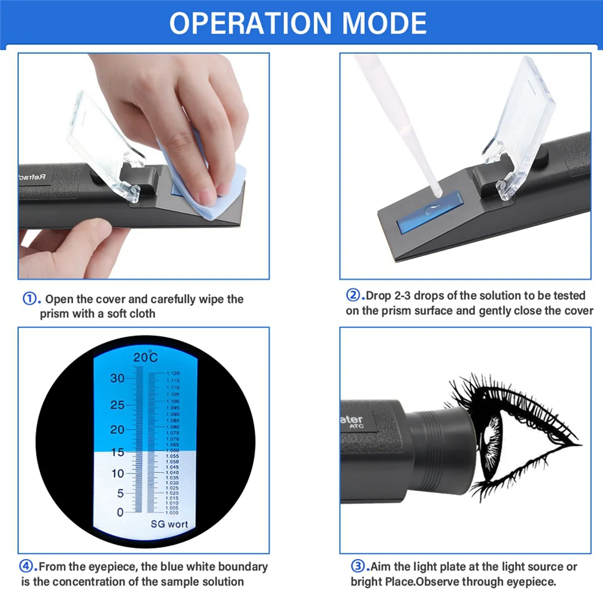 A22I Refractometer Beer Wort Sugar Alcohol Meter 0-30%1.000-1.120 SG Specific Handheld Tool Hydrometer Tester
A22I Refractometer Beer Wort Sugar Alcohol Meter 0-30%1.000-1.120 SG Specific Handheld Tool Hydrometer Tester