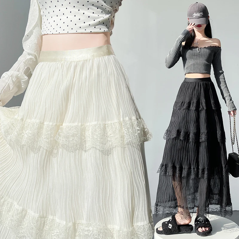 2025 Spring Summer New Mesh Pleated Skirt Mid-length Cake Skirts High Waist Womens Dresses Korean Fashion Female Reviews Clothes
2025 Spring Summer New Mesh Pleated Skirt Mid-length Cake Skirts High Waist Womens Dresses Korean Fashion Female Reviews Clothes