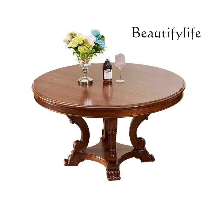 American all solid wood dining table Round pure solid wood dining table Household dining table
American all solid wood dining table Round pure solid wood dining table Household dining table