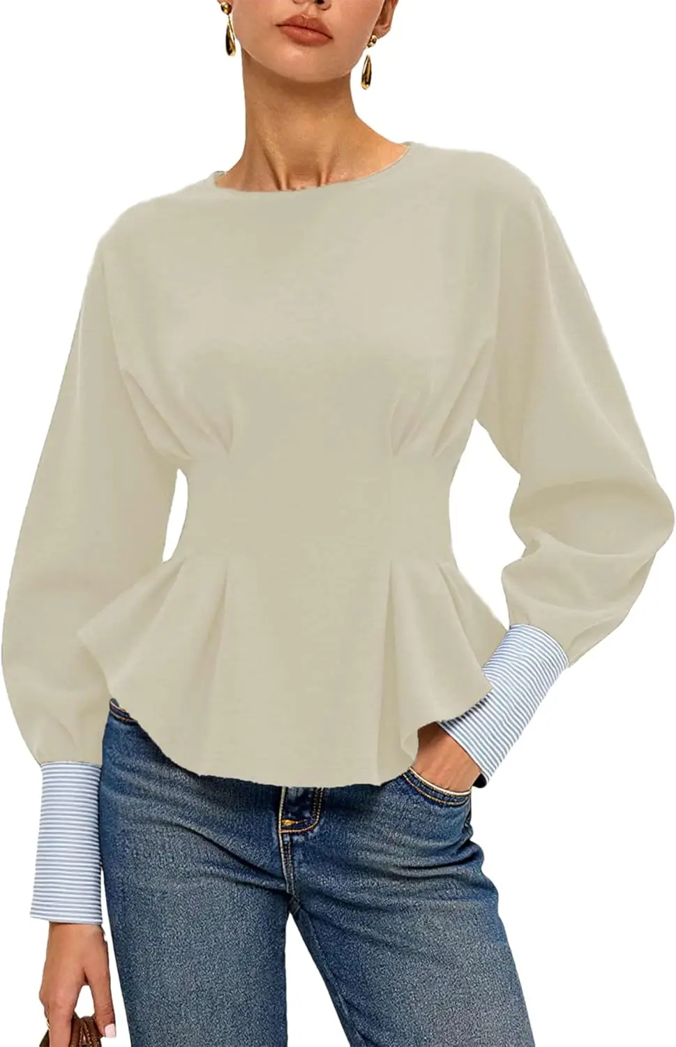 Women's Cinch Waist Peplum Sweatshirt Crew Neck Balloon Sleeve Babydoll Pullover Tops
Women's Cinch Waist Peplum Sweatshirt Crew Neck Balloon Sleeve Babydoll Pullover Tops