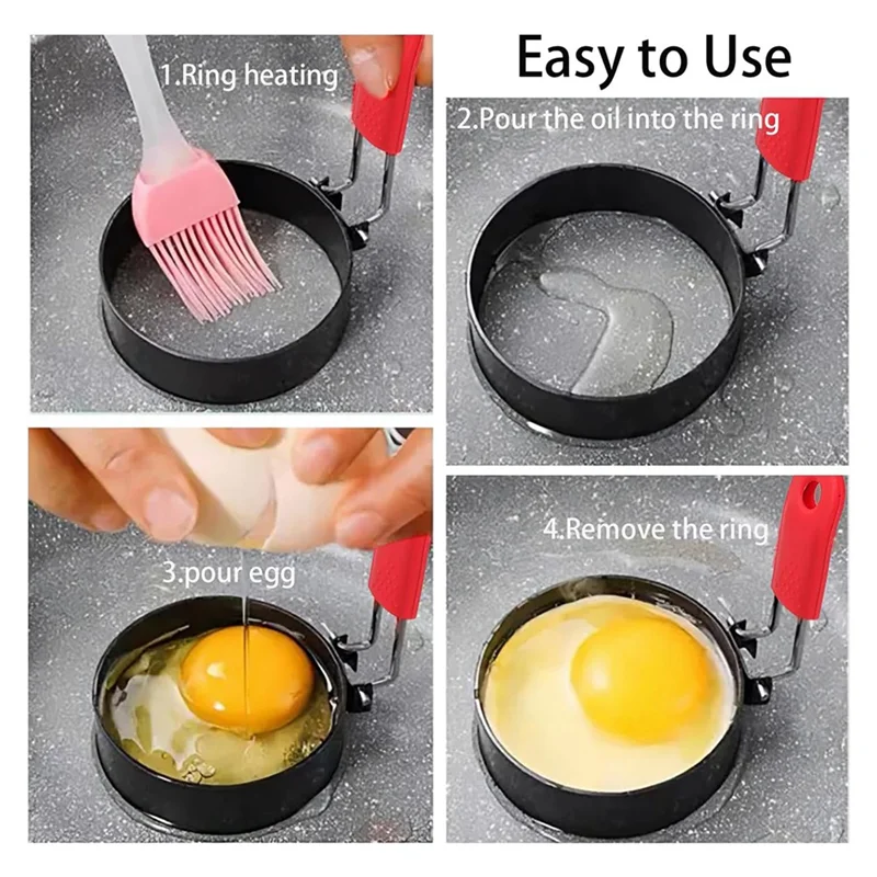 ABBO-2PCS 3.5 Inch Egg Rings With Silicone Handle, Round Mold For Muffins,Pancake Mold For Indoor Camping
ABBO-2PCS 3.5 Inch Egg Rings With Silicone Handle, Round Mold For Muffins,Pancake Mold For Indoor Camping