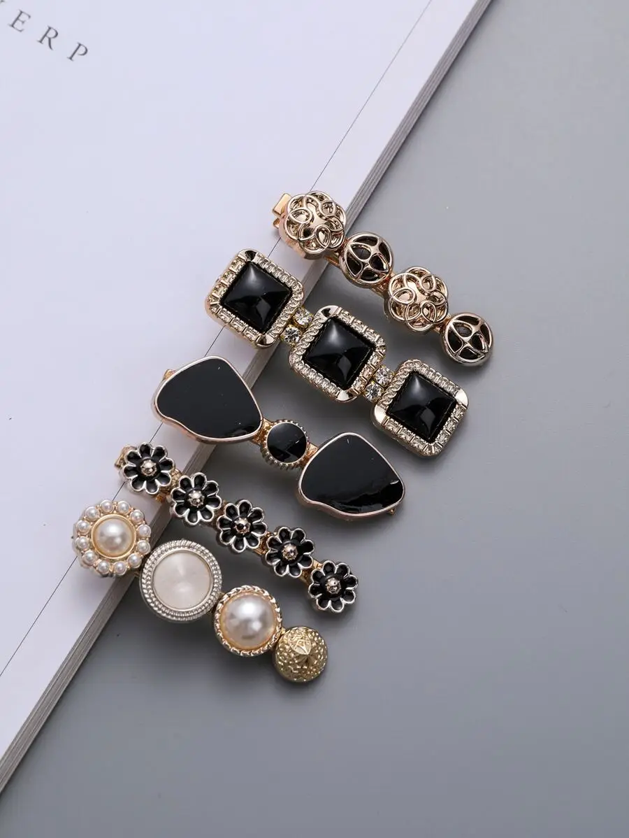 5pcs Elegant Flower And Geometric Hair Barrettes For Women Alligator Clips Daily Styling Accessories
5pcs Elegant Flower And Geometric Hair Barrettes For Women Alligator Clips Daily Styling Accessories