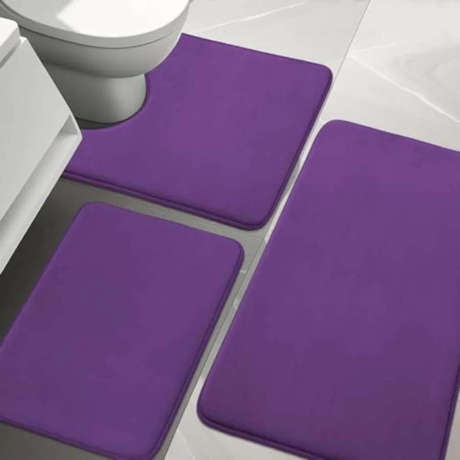 Bath Rug Set 3 Pcs Memory Foam Bath Mats Non Slip Super Absorbent Soft Machine Washable for Sink Tub Shower and Toilet Purple
Bath Rug Set 3 Pcs Memory Foam Bath Mats Non Slip Super Absorbent Soft Machine Washable for Sink Tub Shower and Toilet Purple