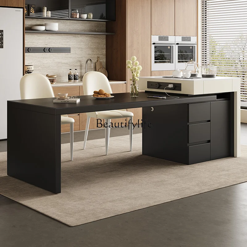 Solid wood rock slab island dining table integrated retractable household small apartment Italian rectangle
Solid wood rock slab island dining table integrated retractable household small apartment Italian rectangle