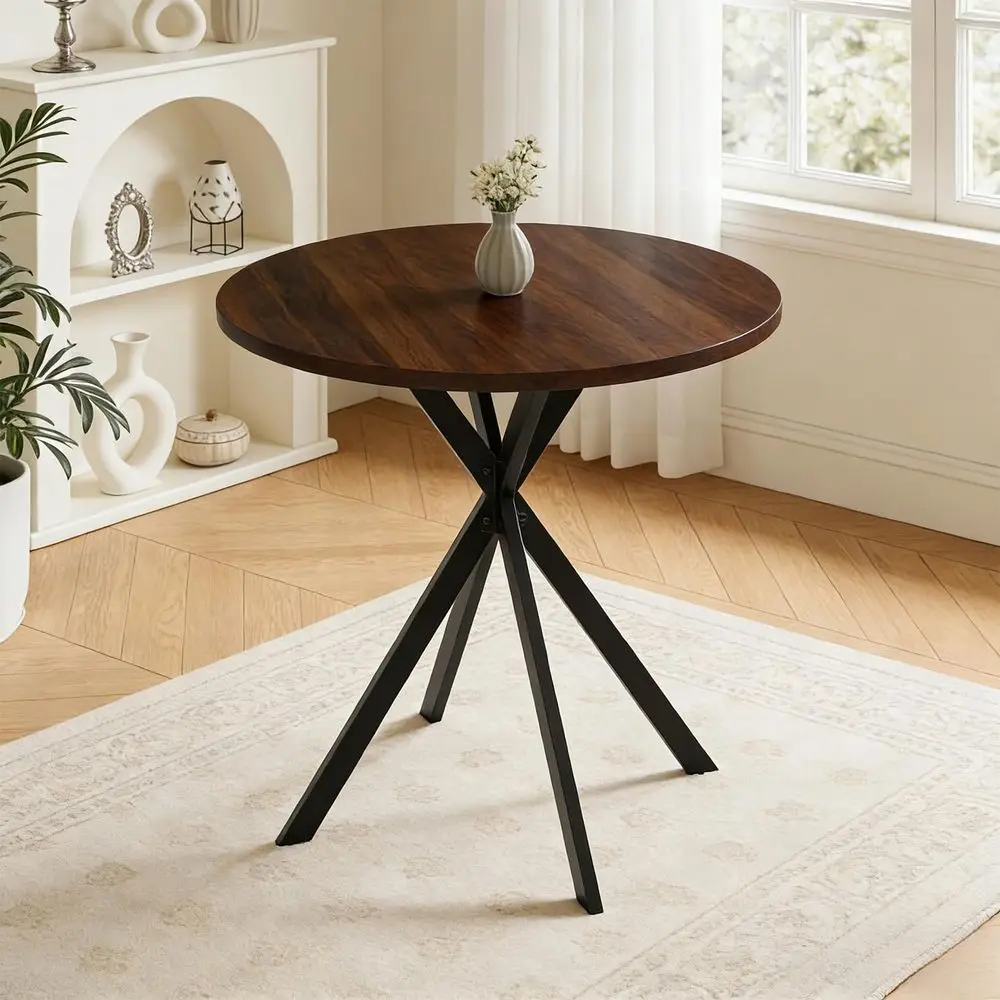 Round Dining Table for 2, Space-Saving Small Tables, or X-Base Kitchen Table in Walnut Finish
Round Dining Table for 2, Space-Saving Small Tables, or X-Base Kitchen Table in Walnut Finish