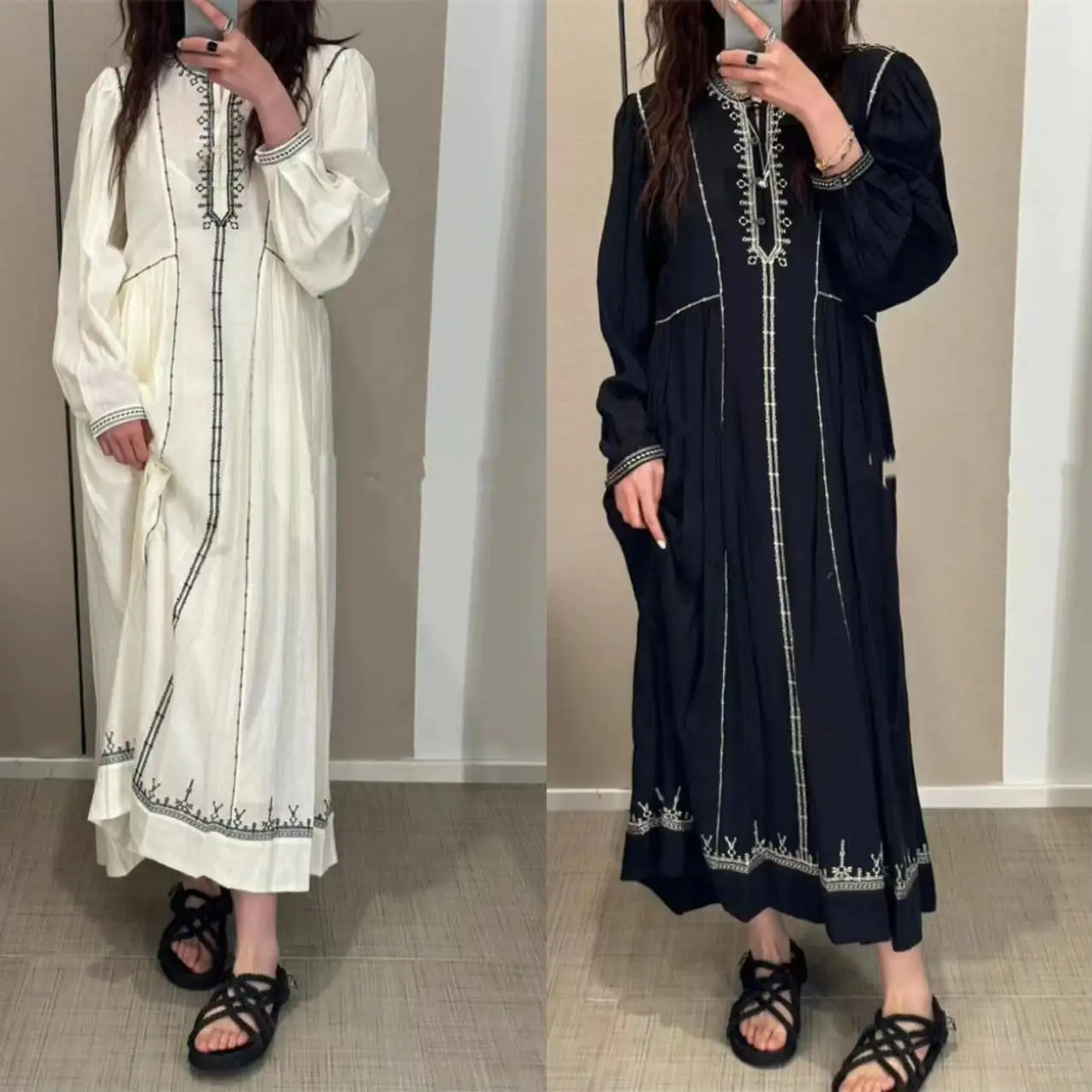 n Sle Embroidered Loose Fit Long Sve Cotton round Ne Dr Ele High Waist A-Line Silhouette Bubble Sve
n Sle Embroidered Loose Fit Long Sve Cotton round Ne Dr Ele High Waist A-Line Silhouette Bubble Sve