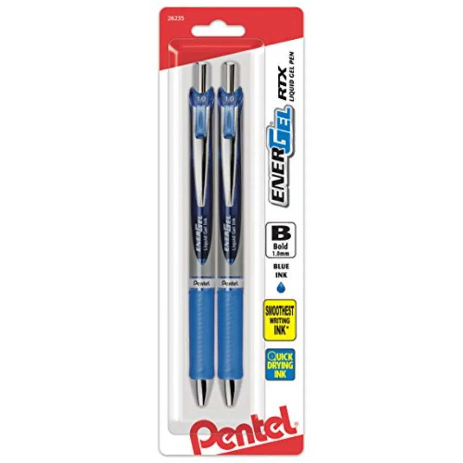 Energel RTX Retractable Liquid Gel Pen, Bold Line, Metal Tip, Blue Ink Pack of 2 BL80BP2C
Energel RTX Retractable Liquid Gel Pen, Bold Line, Metal Tip, Blue Ink Pack of 2 BL80BP2C