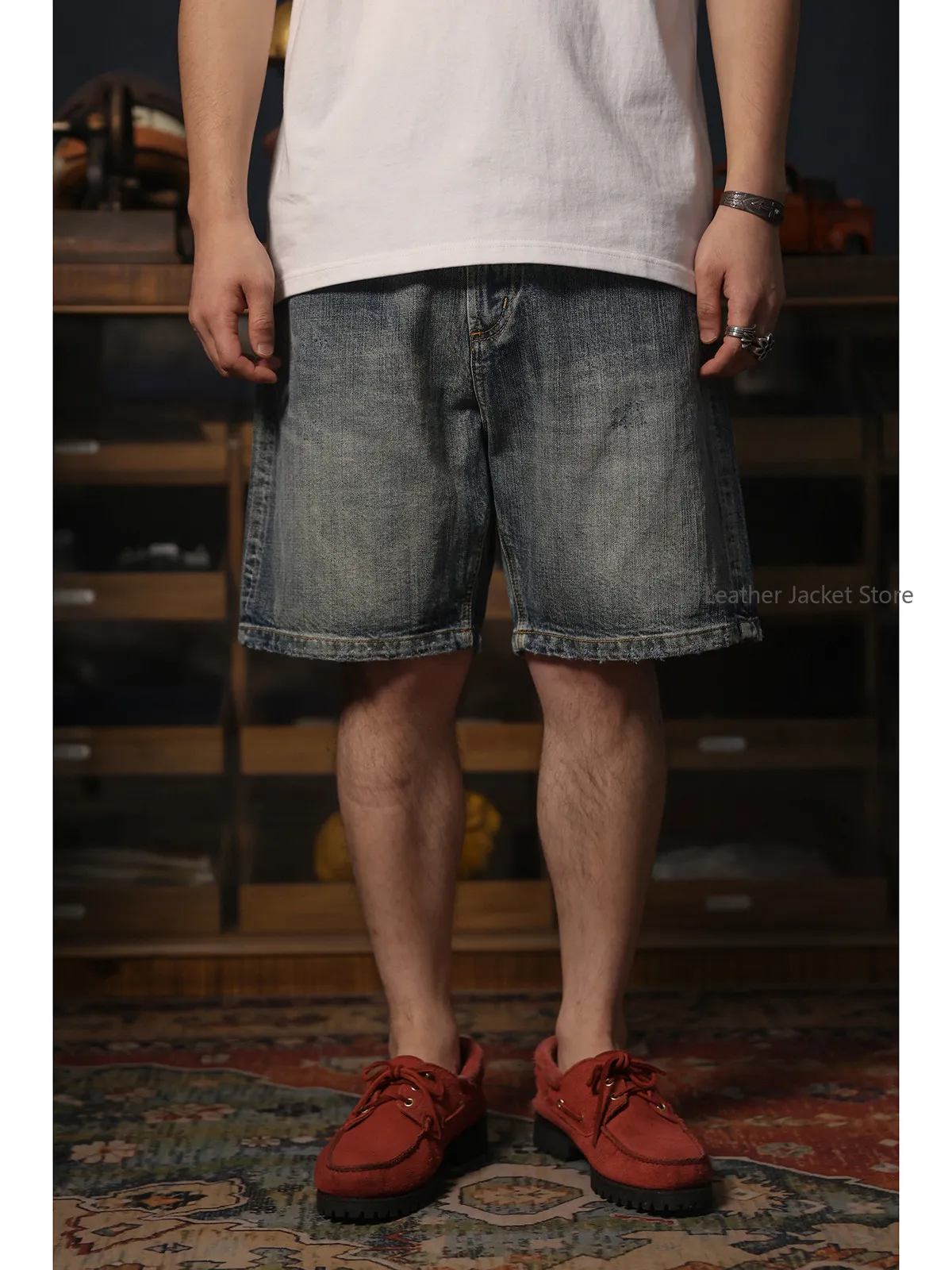Washed Damaged Denim Shorts Vintage Washed Destroyed Style Red Selvedge Denim Shorts
Washed Damaged Denim Shorts Vintage Washed Destroyed Style Red Selvedge Denim Shorts