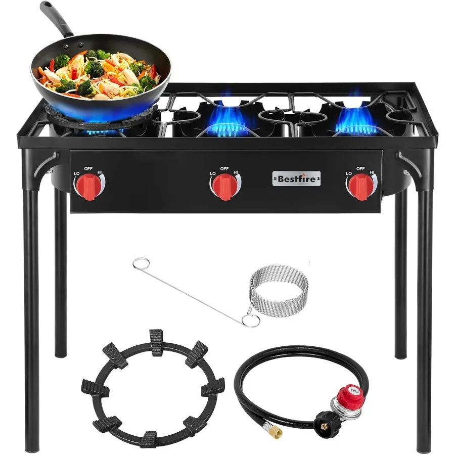 3 Burners Camping Stove for Outdoor Cooking with 225 000 BTU Propane Burners Built-in Ignition Wire Removable Legs Adjustable T
3 Burners Camping Stove for Outdoor Cooking with 225 000 BTU Propane Burners Built-in Ignition Wire Removable Legs Adjustable T