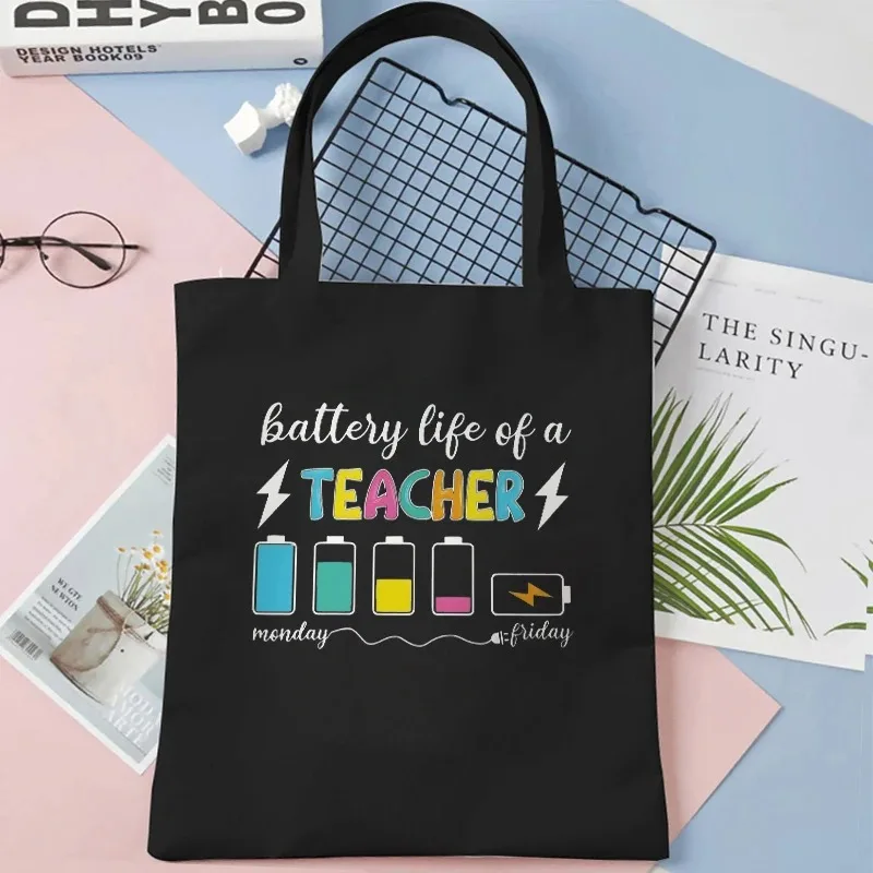 Battery Life of Teacher Canvas Tote Bag Women's Shopping Bag Fashion Teacher Print Casual Handbag Side Bag for Ladies Totes
Battery Life of Teacher Canvas Tote Bag Women's Shopping Bag Fashion Teacher Print Casual Handbag Side Bag for Ladies Totes