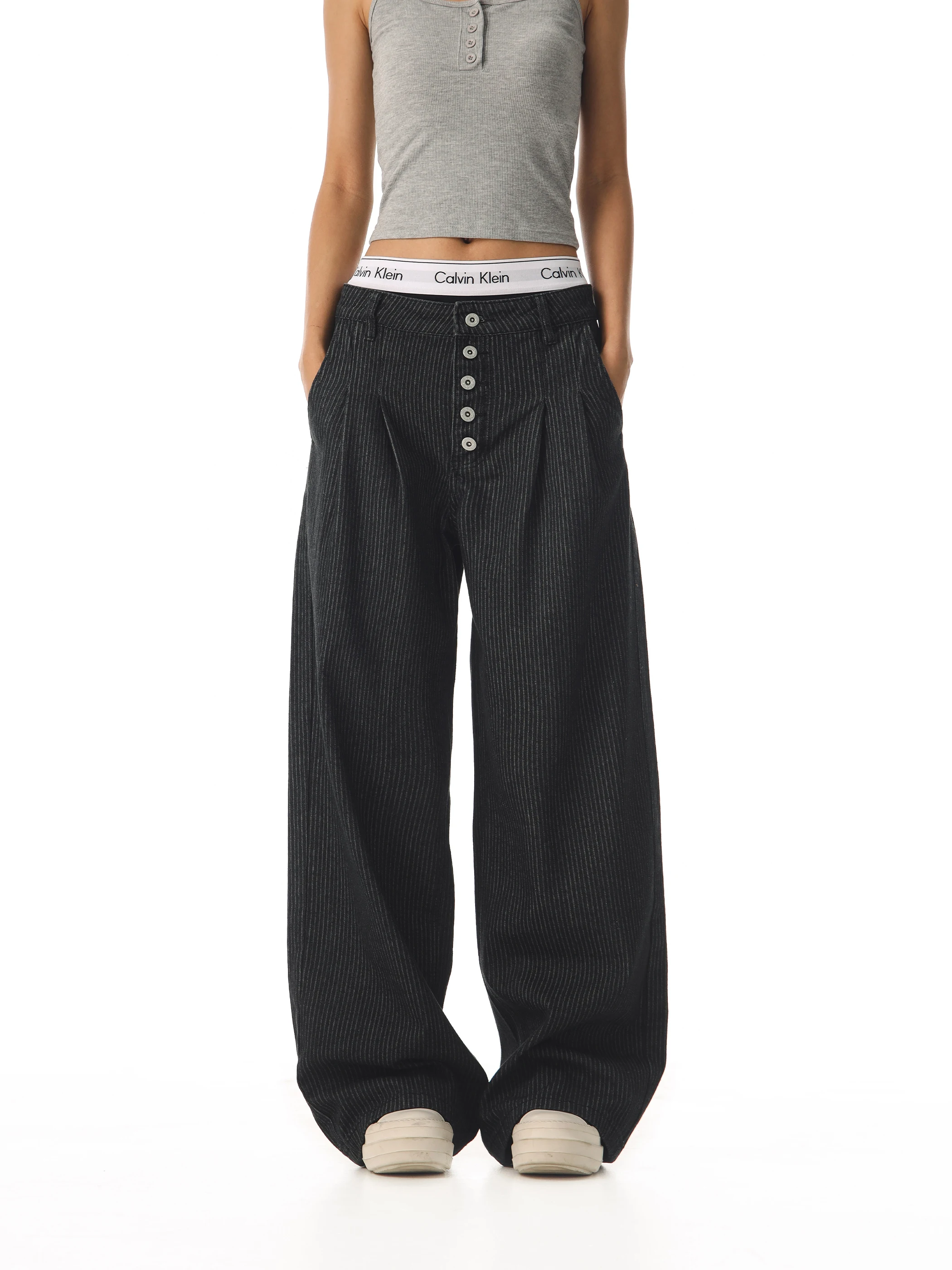 Vintage Striped Button Decorated Straight Leg Jeans Waed A-Line Long Pants Casual Cotton Polyester Blend Wear Resistant
Vintage Striped Button Decorated Straight Leg Jeans Waed A-Line Long Pants Casual Cotton Polyester Blend Wear Resistant