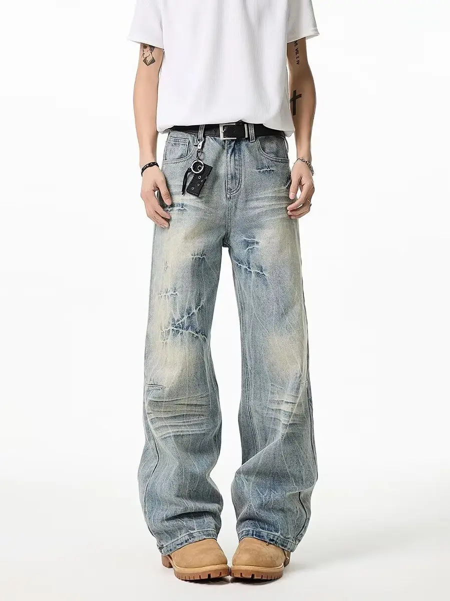 American Retro Lightning Pattern Washed out Wide Leg Jeans Casual Loose Straight Cut Denim Pants for Teen Boys Spring Season
American Retro Lightning Pattern Washed out Wide Leg Jeans Casual Loose Straight Cut Denim Pants for Teen Boys Spring Season