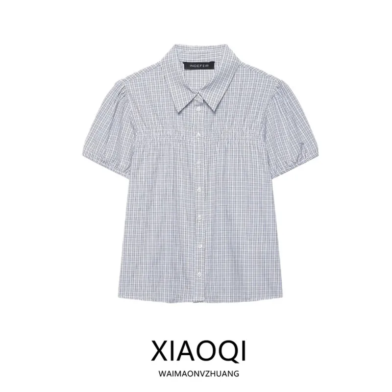 Spring 2026 Women's Fashion Versatile Short Sleeve Elastic Commute Plaid Shirt Bubble Sleeve Regular Length Classic Style
Spring 2026 Women's Fashion Versatile Short Sleeve Elastic Commute Plaid Shirt Bubble Sleeve Regular Length Classic Style