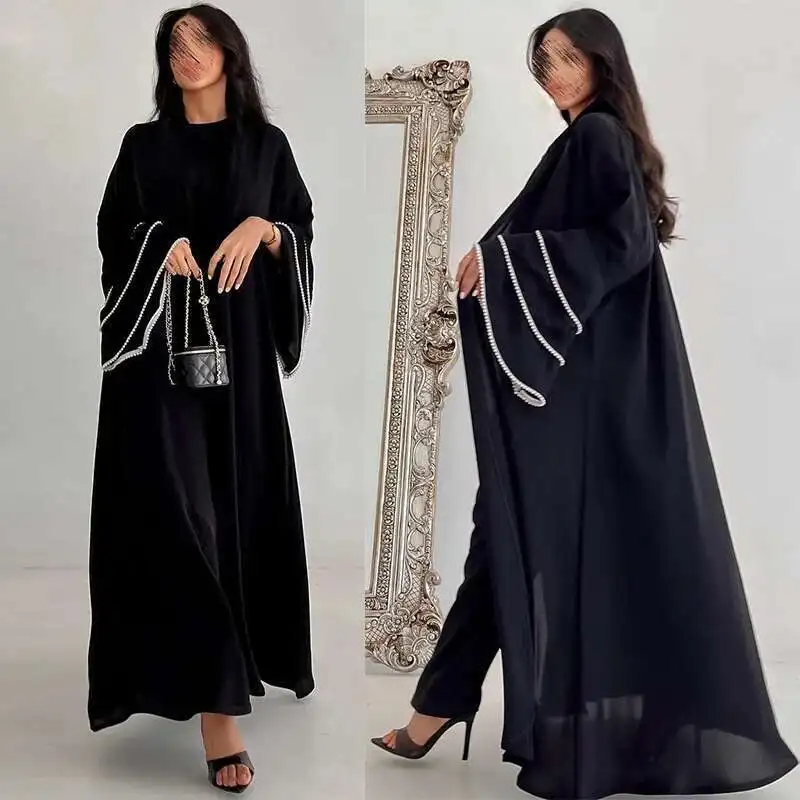 Mq120 Скромный арабский кардиган в Дубае, черный халат с манжетами, бусины, модное пальто Абая, халат Абая, Рамадан, Дубай, роскошный ислам, элегантный
Mq120 Скромный арабский кардиган в Дубае, черный халат с манжетами, бусины, модное пальто Абая, халат Абая, Рамадан, Дубай, роскошный ислам, элегантный