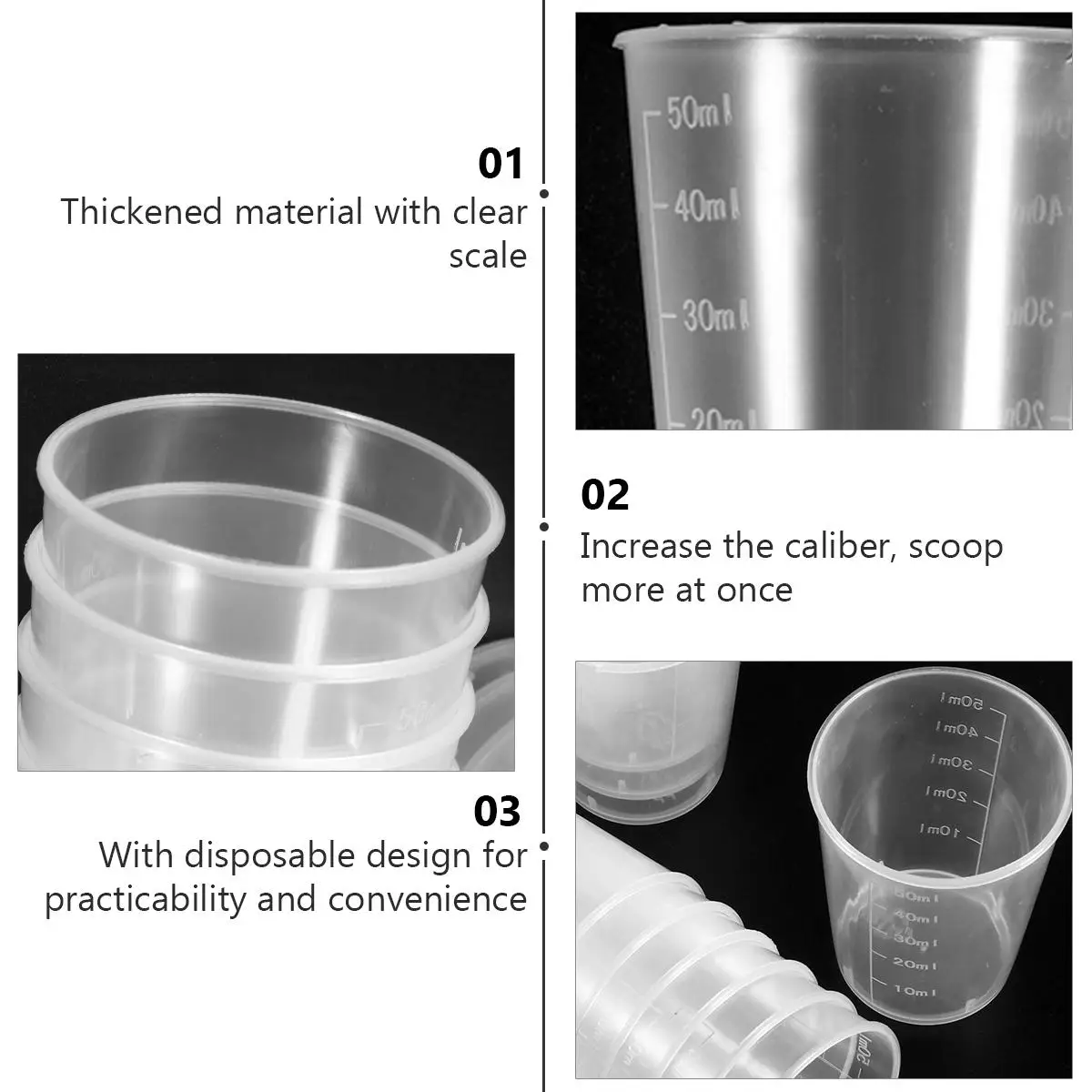 50 Pcs Clear Measuring Cups 50ml Disposable Plastic Scale Cup Graduated Sample Collection Kitchen Bar Use
50 Pcs Clear Measuring Cups 50ml Disposable Plastic Scale Cup Graduated Sample Collection Kitchen Bar Use