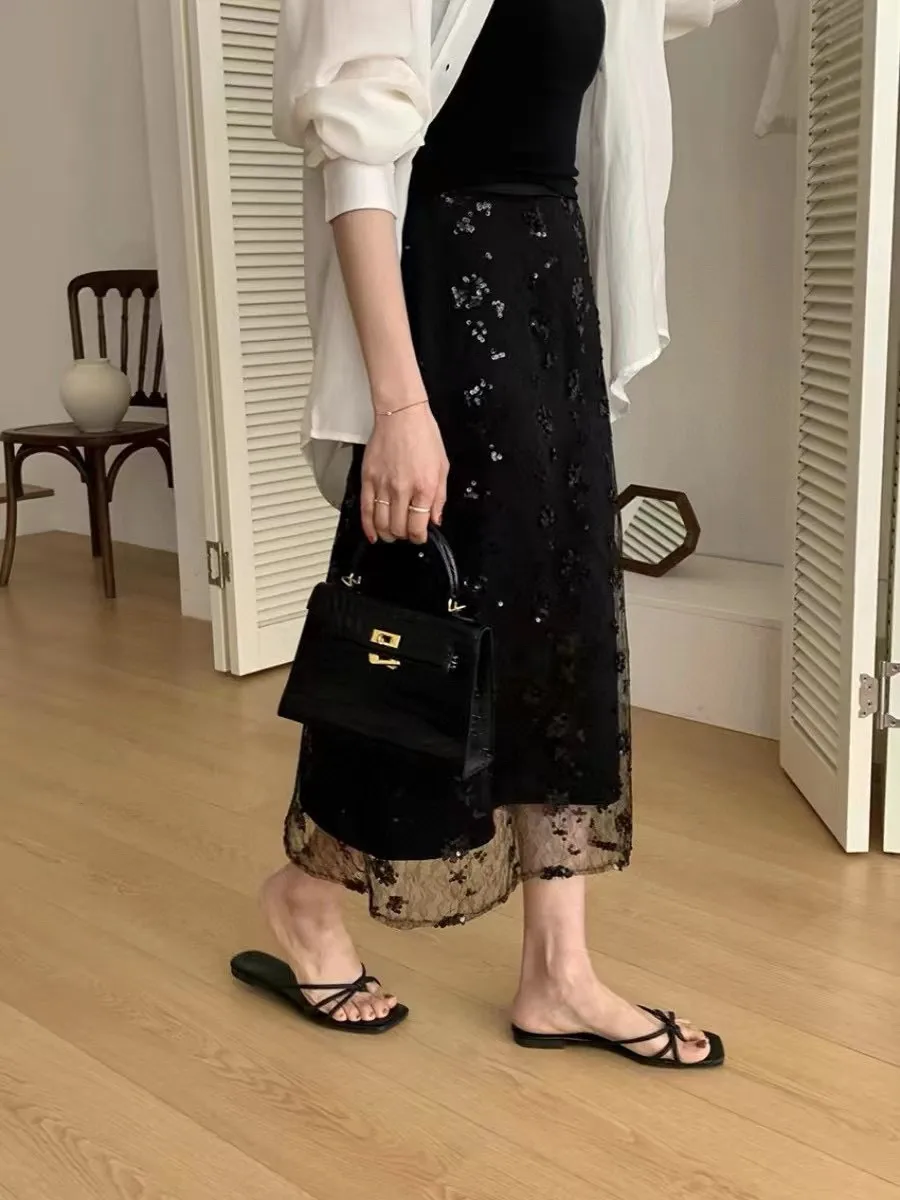 2024 Spring/Summer New Women's Wear Double-Layer Fabric Design Mesh Sequins High Waist Skirt 0409
2024 Spring/Summer New Women's Wear Double-Layer Fabric Design Mesh Sequins High Waist Skirt 0409