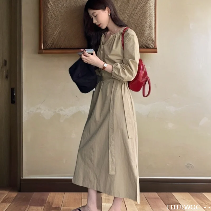 Cotton Dresses New Design Women Autumn Casual Japan Girls Thai Style Loose Long Sleeve Solid Lace-Up Belt Button Shirt Dress
Cotton Dresses New Design Women Autumn Casual Japan Girls Thai Style Loose Long Sleeve Solid Lace-Up Belt Button Shirt Dress
