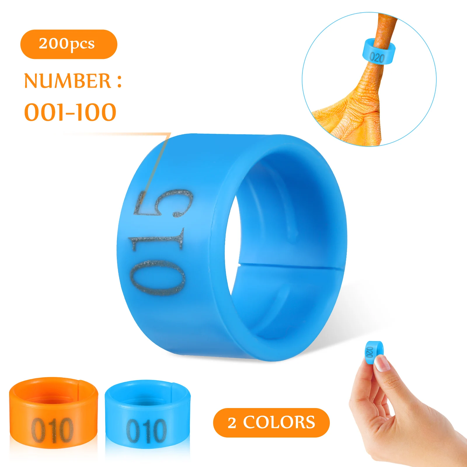 200pcs Chicken Leg 18mm ange 16mm Blue Numbered ABS Durable Poultry Foot Rings for Chicks Ducks Geese Pigeons Pets
200pcs Chicken Leg 18mm ange 16mm Blue Numbered ABS Durable Poultry Foot Rings for Chicks Ducks Geese Pigeons Pets