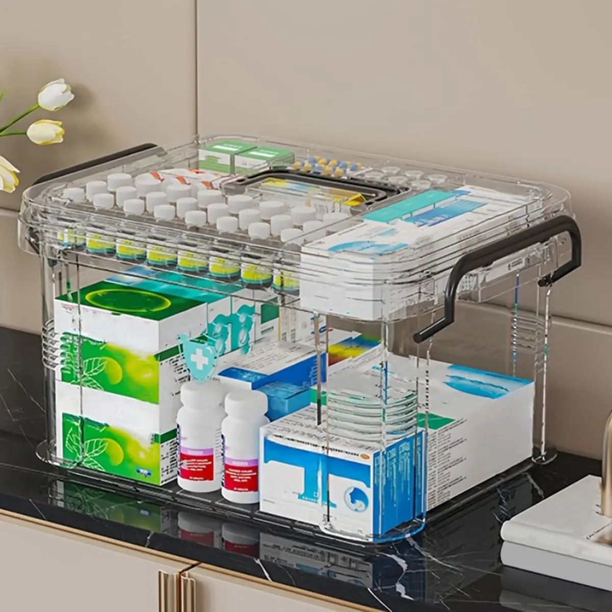 AT16 Large Capacity Double-Layer Medicine Organizer Box - Waterproof, Transparent Storage for Home & Travel
AT16 Large Capacity Double-Layer Medicine Organizer Box - Waterproof, Transparent Storage for Home & Travel